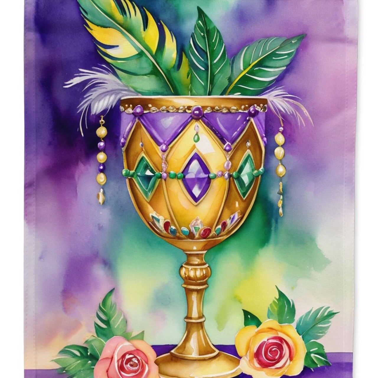 Edge Collections - 28" X 40" - Multicolor - Goblet Mardi Gras Large Porch Decorative Banner - 1 Piece